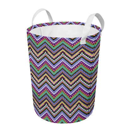 Tribal Aztec Hippie Pattern Print Round Laundry Basket