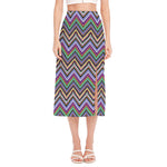 Tribal Aztec Hippie Pattern Print Side Slit Midi Skirt