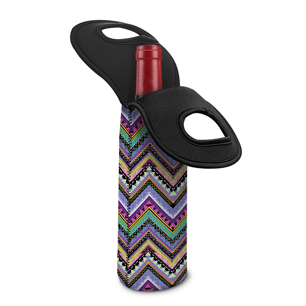 Tribal Aztec Hippie Pattern Print Single Neoprene Wine Tote
