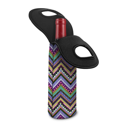 Tribal Aztec Hippie Pattern Print Single Neoprene Wine Tote
