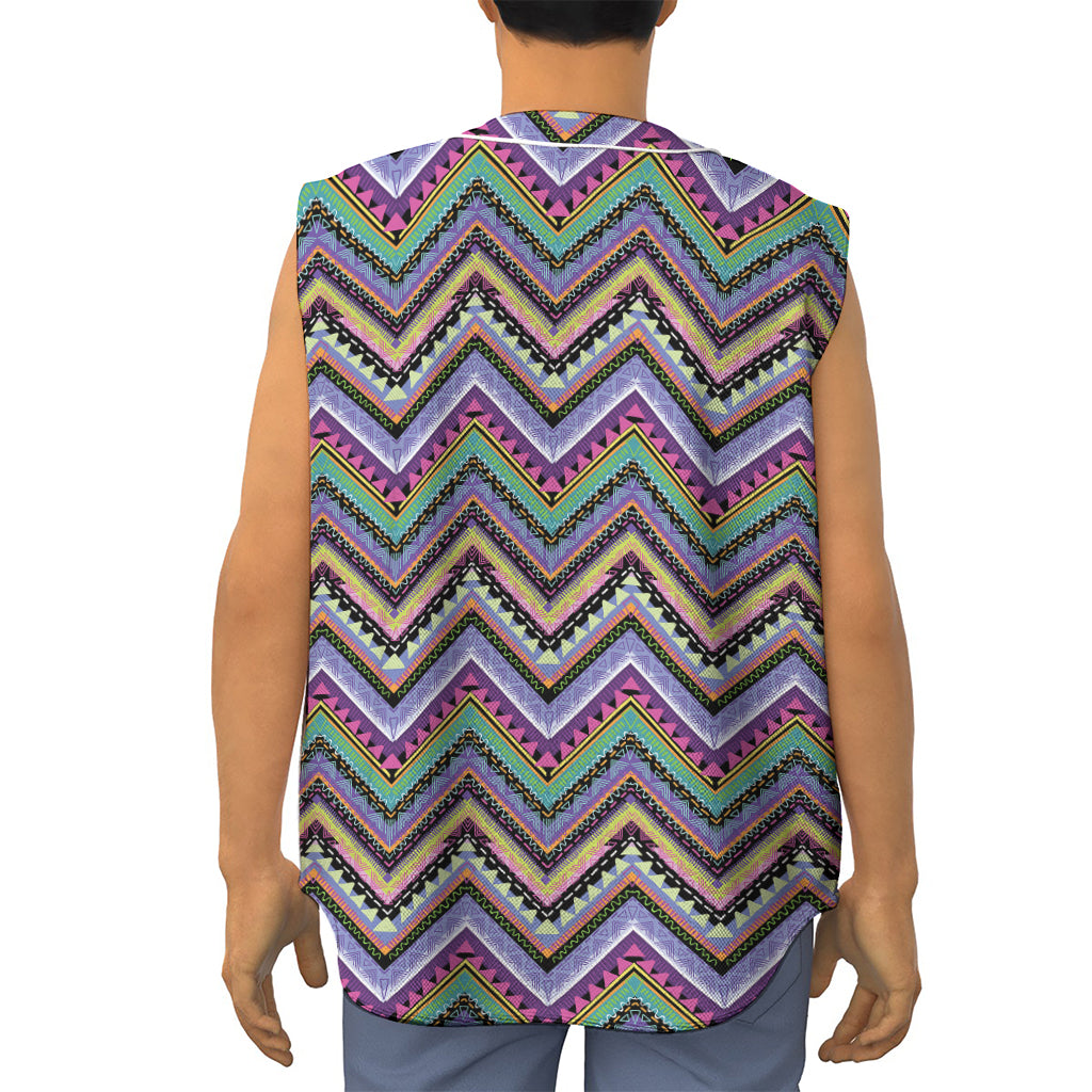 Tribal Aztec Hippie Pattern Print Sleeveless Baseball Jersey