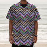 Tribal Aztec Hippie Pattern Print Textured Short Sleeve Shirt
