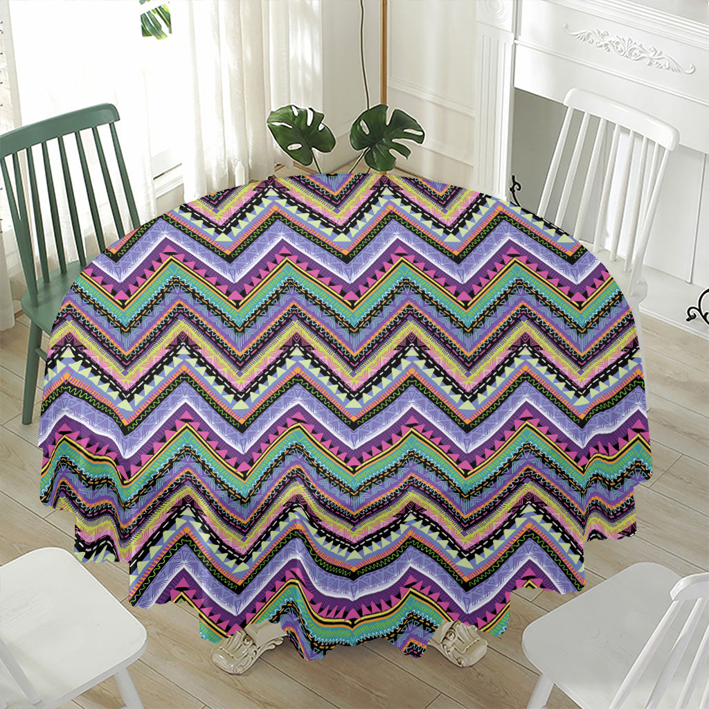 Tribal Aztec Hippie Pattern Print Waterproof Round Tablecloth