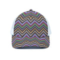 Tribal Aztec Hippie Pattern Print White Mesh Trucker Hat