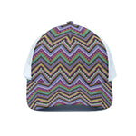 Tribal Aztec Hippie Pattern Print White Mesh Trucker Cap