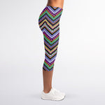 Tribal Aztec Hippie Pattern Print Women's Capri Leggings