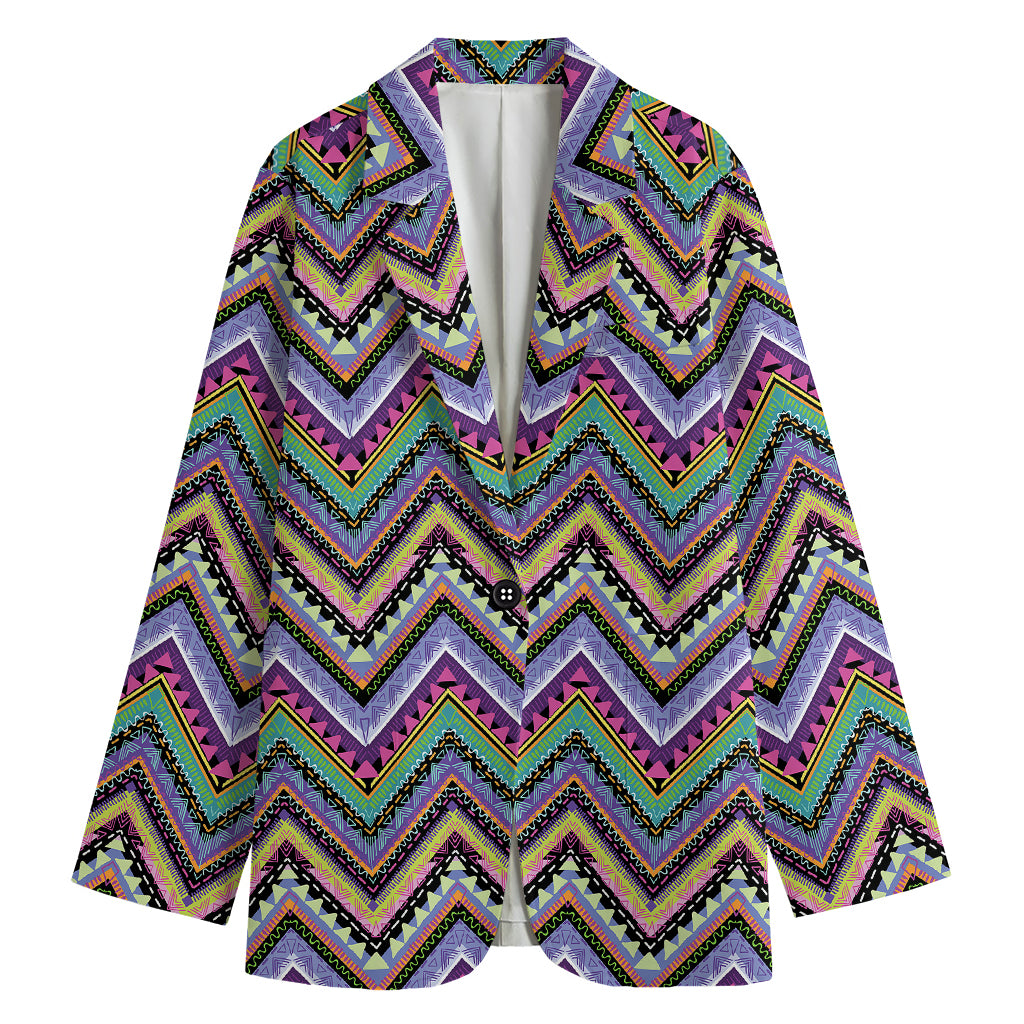 Tribal Aztec Hippie Pattern Print Women's Cotton Blazer