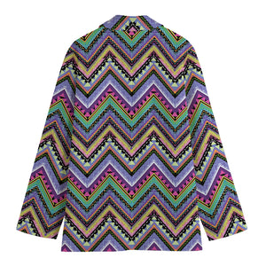 Tribal Aztec Hippie Pattern Print Women's Cotton Blazer