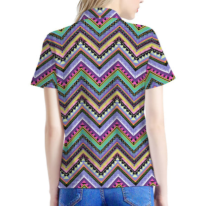 Tribal Aztec Hippie Pattern Print Women's Polo Shirt
