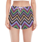 Tribal Aztec Hippie Pattern Print Women's Split Running Shorts