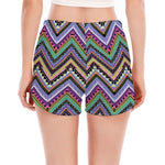Tribal Aztec Hippie Pattern Print Women's Split Running Shorts