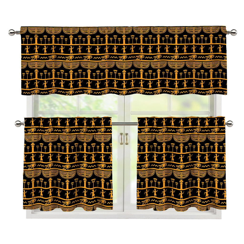 Tribal Egypt Pattern Print 3 Piece Kitchen Curtains