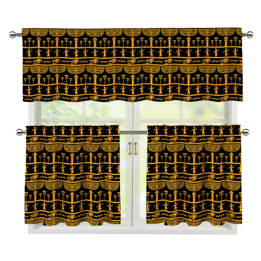 Tribal Egypt Pattern Print 3 Piece Kitchen Curtains