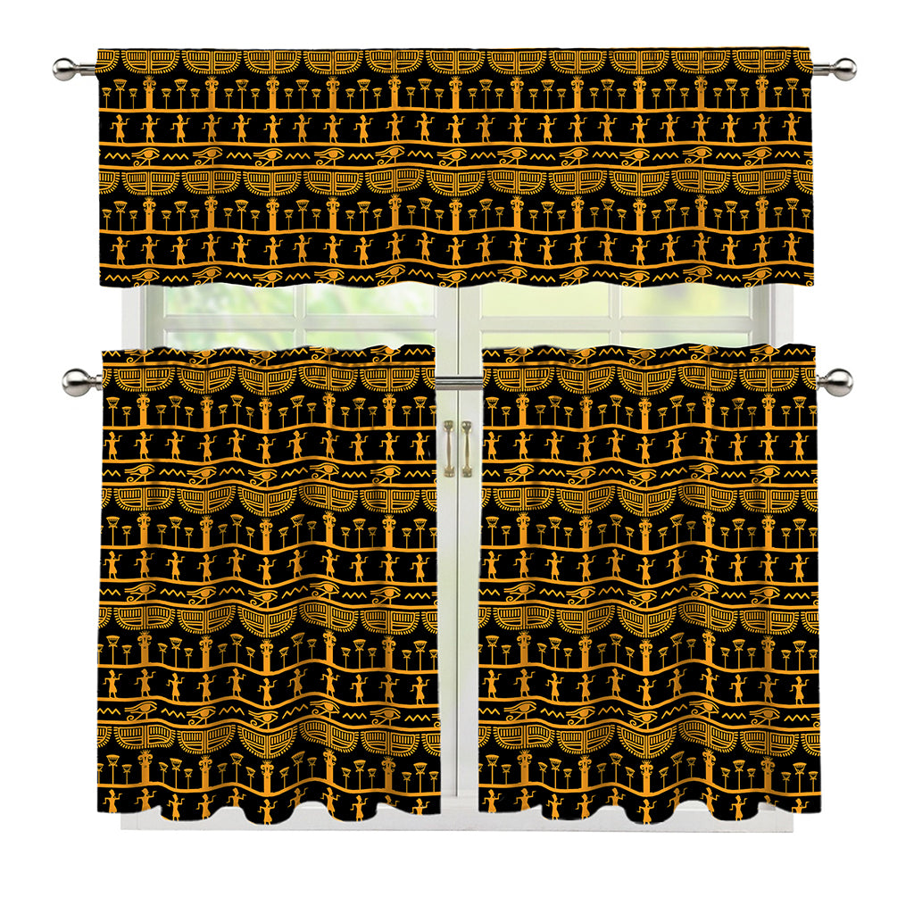 Tribal Egypt Pattern Print 3 Piece Kitchen Curtains