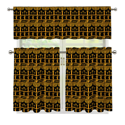 Tribal Egypt Pattern Print 3 Piece Kitchen Curtains