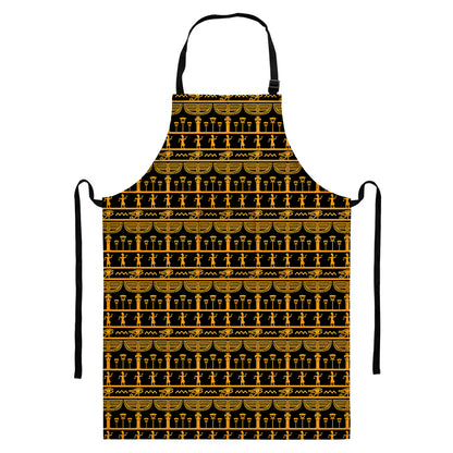 Tribal Egypt Pattern Print Bib Apron With Pocket
