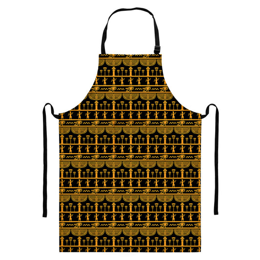 Tribal Egypt Pattern Print Bib Apron With Pocket