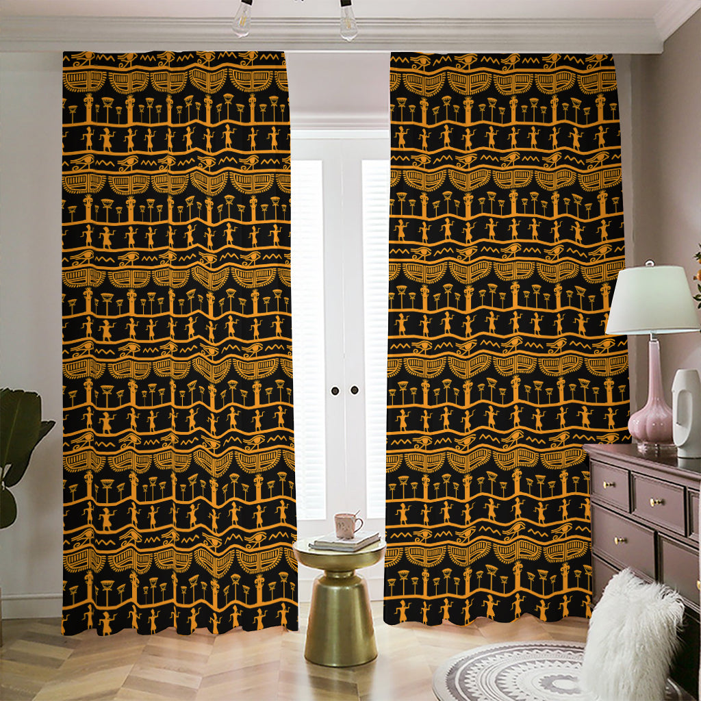 Tribal Egypt Pattern Print Blackout Pencil Pleat Curtains