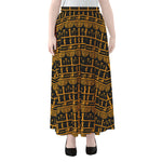 Tribal Egypt Pattern Print Chiffon Maxi Skirt