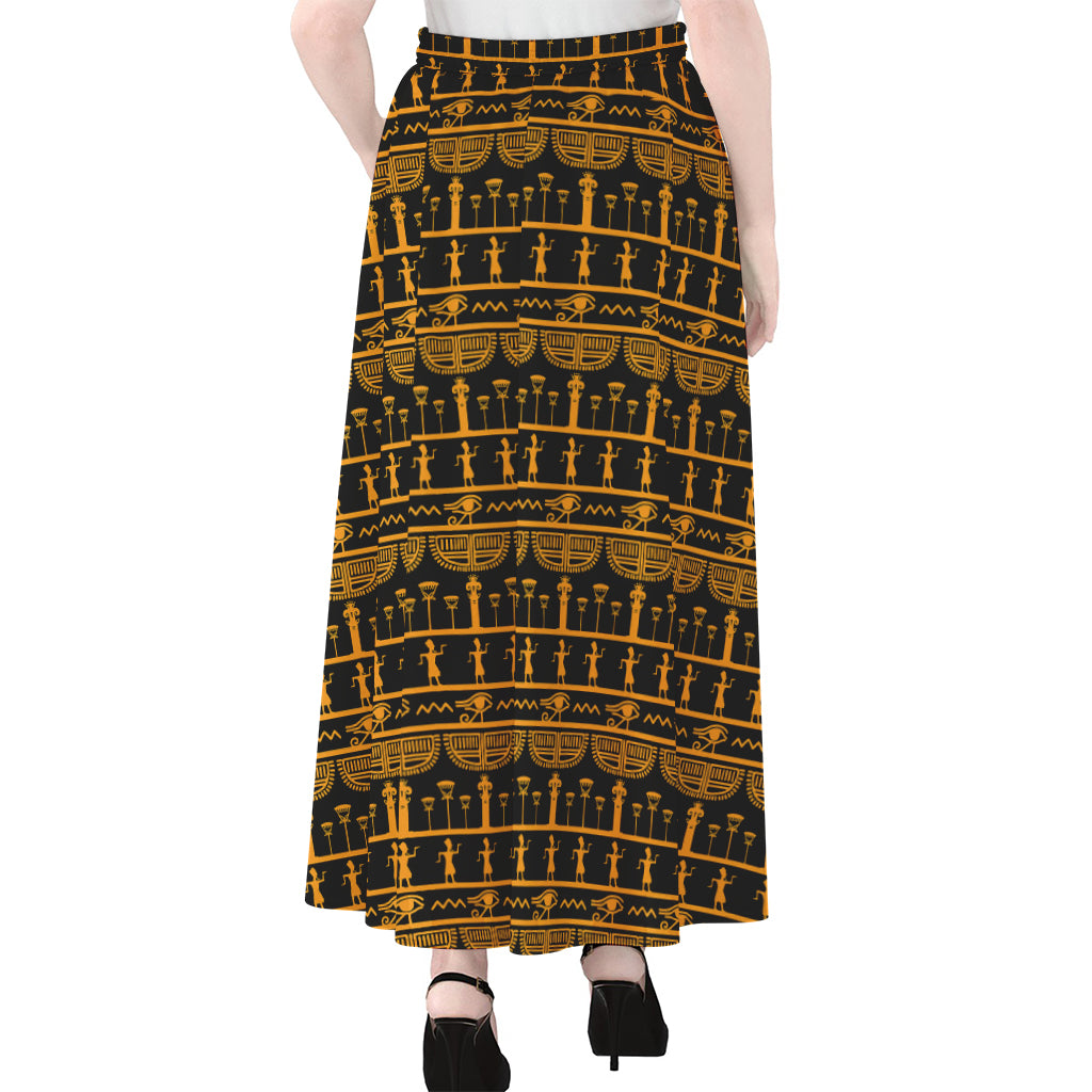 Tribal Egypt Pattern Print Chiffon Maxi Skirt