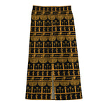 Tribal Egypt Pattern Print Cotton Front Slit Maxi Skirt