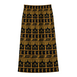 Tribal Egypt Pattern Print Cotton Front Slit Maxi Skirt