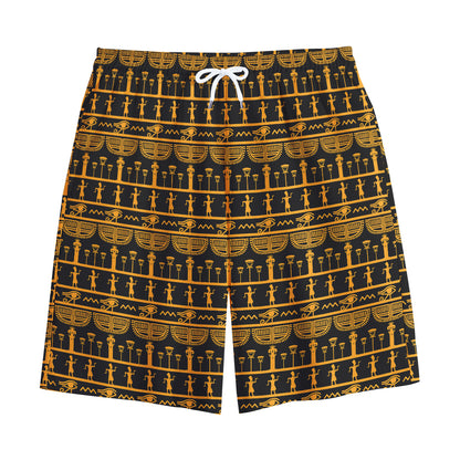 Tribal Egypt Pattern Print Cotton Shorts