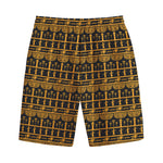 Tribal Egypt Pattern Print Cotton Shorts
