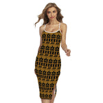 Tribal Egypt Pattern Print Cross Back Cami Dress
