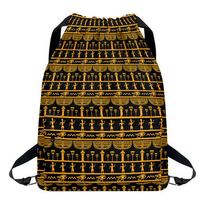 Tribal Egypt Pattern Print Drawstring Backpack