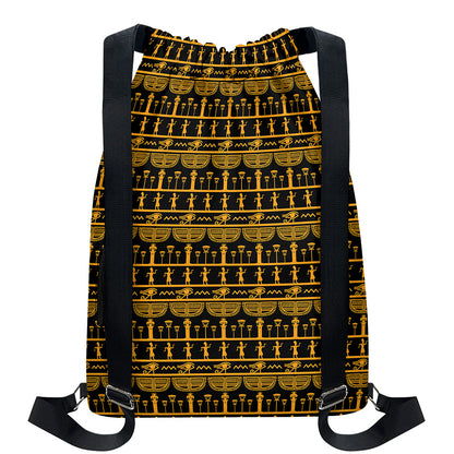 Tribal Egypt Pattern Print Drawstring Backpack