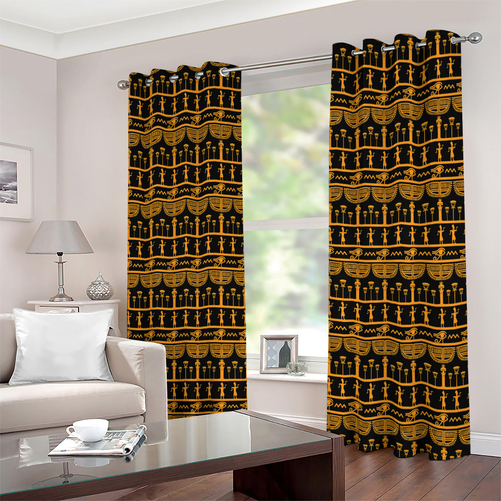 Tribal Egypt Pattern Print Extra Wide Grommet Curtains