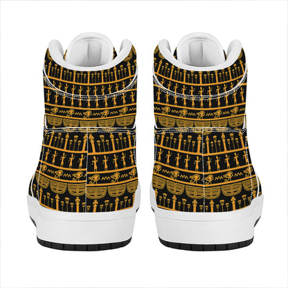 Tribal Egypt Pattern Print High Top Leather Sneakers
