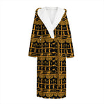 Tribal Egypt Pattern Print Hooded Bathrobe