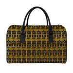Tribal Egypt Pattern Print Leather Duffle Bag
