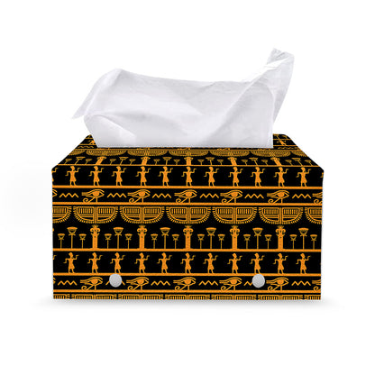 Tribal Egypt Pattern Print Leather Tissue Box Cover