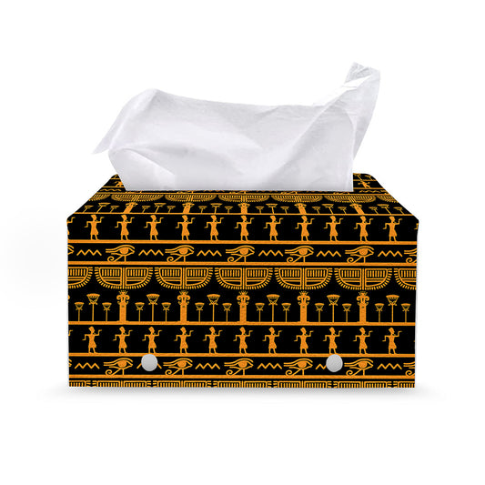 Tribal Egypt Pattern Print Leather Tissue Box Cover
