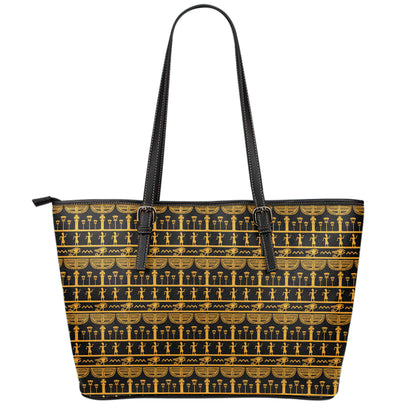 Tribal Egypt Pattern Print Leather Tote Bag
