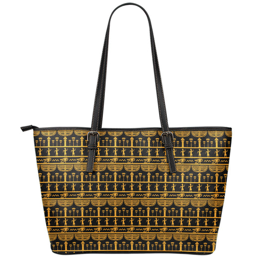 Tribal Egypt Pattern Print Leather Tote Bag