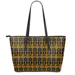 Tribal Egypt Pattern Print Leather Tote Bag