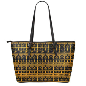 Tribal Egypt Pattern Print Leather Tote Bag