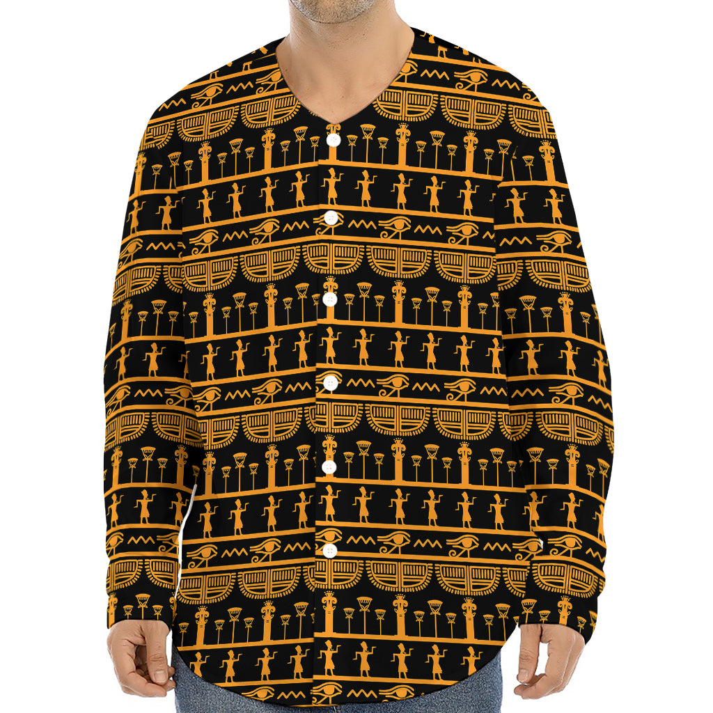 Tribal Egypt Pattern Print Long Sleeve Baseball Jersey