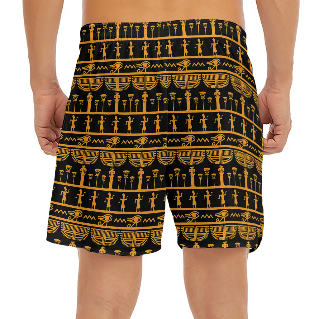 Tribal Egypt Pattern Print Men's Split Running Shorts