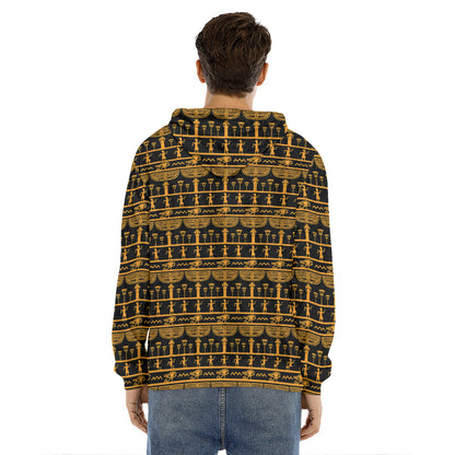 Tribal Egypt Pattern Print Men's Velvet Pullover Hoodie