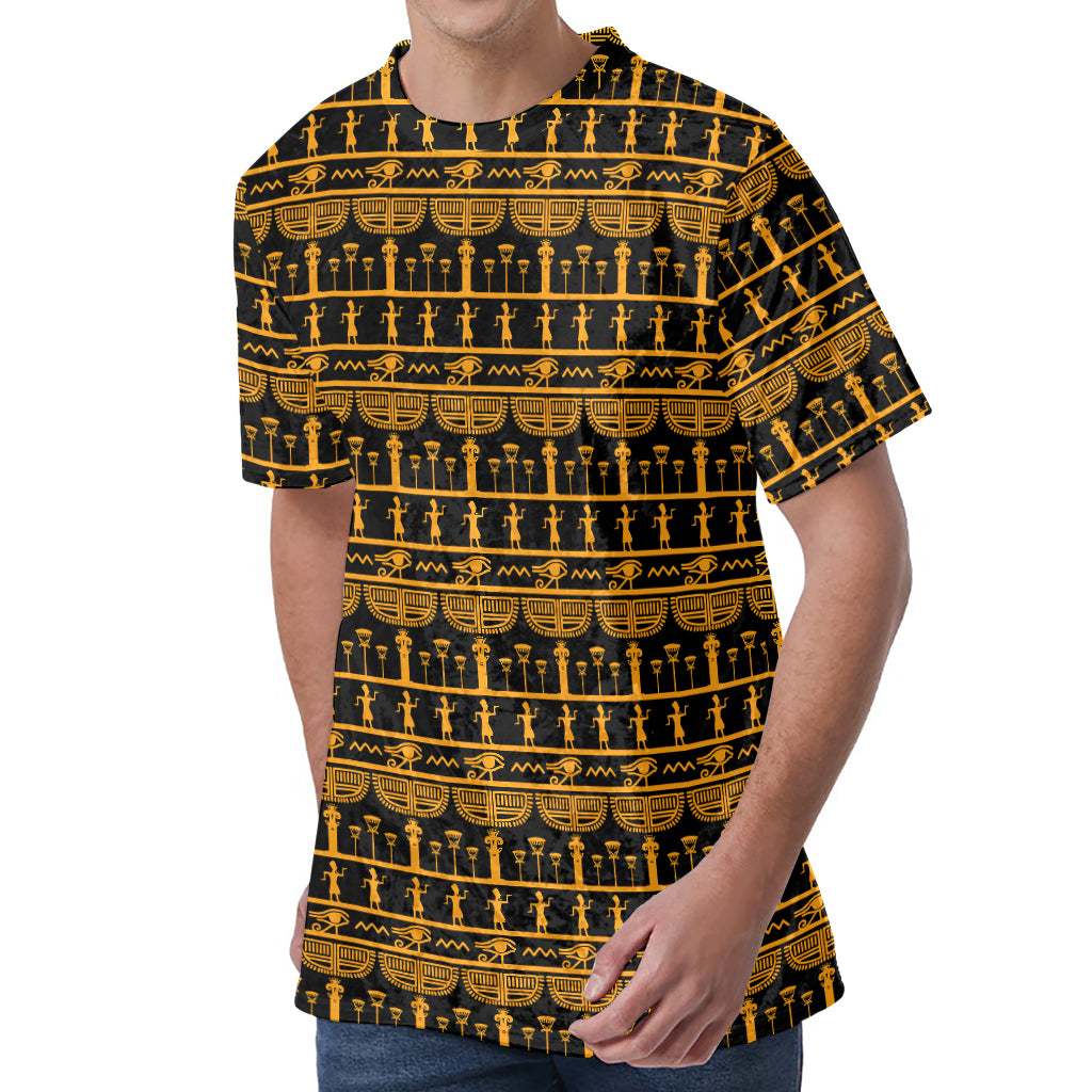 Tribal Egypt Pattern Print Men's Velvet T-Shirt