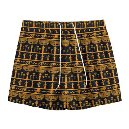 Tribal Egypt Pattern Print Mesh Shorts