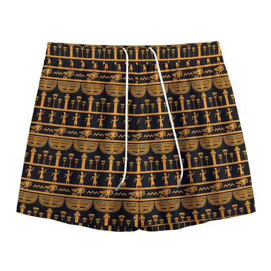 Tribal Egypt Pattern Print Mesh Shorts