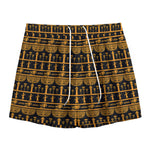 Tribal Egypt Pattern Print Mesh Shorts