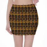 Tribal Egypt Pattern Print Pencil Mini Skirt