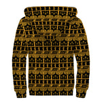 Tribal Egypt Pattern Print Sherpa Lined Zip Up Hoodie
